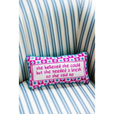 She Needed a Break Needlepoint Decorative Pillow
