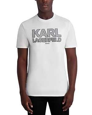 Karl Lagerfeld Cotton Checkered Karl Logo Graphic Tee In White