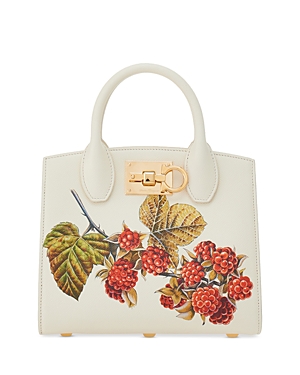 Ferragamo Small Studio Box Leather Tote Bag In Marscapone/gold