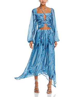 Shop Ramy Brook Emmy Dress In Calypso Blue Lurex Swirl Knit