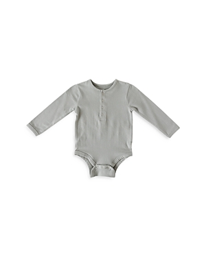 Shop Pehr Unisex Essentials Henley Long Sleeve Bodysuit - Baby In Soft Sea