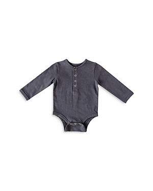 Shop Pehr Unisex Essentials Henley Long Sleeve Bodysuit - Baby In Blue