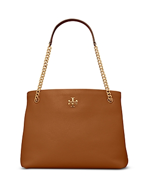 Tory Burch Kira Leather Tote In Light Umber/gold
