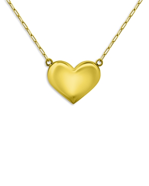 Aqua Polished Heart Pendant Necklace in 18K Gold Plated Sterling Silver, 16 - 100% Exclusive