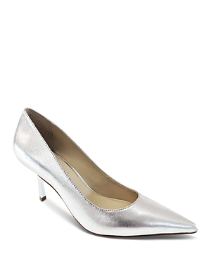 Shop Kenneth Cole Women's Beatrix Slip On Pointed Toe High Heel Pumps In Silver Leather