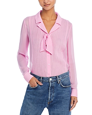 Self-portrait Chiffon Pintucked Blouse In Pink