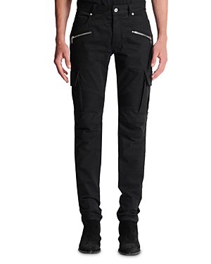 Balmain Stretch Cotton Cargo Trousers In Black
