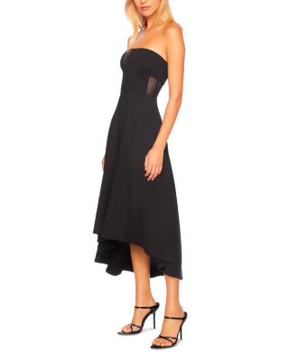 Mesh Trim High Low Strapless Dress