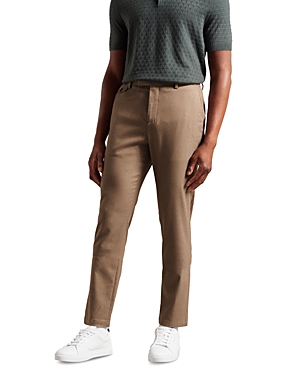 Ted Baker Irvine Slim Fit Flannel Pants In Taupe