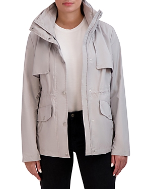 Shop Cole Haan Packable Rain Jacket In Pearl Grey