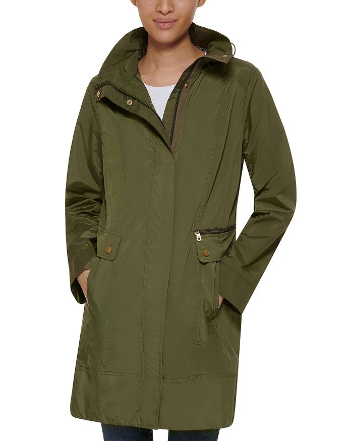 Cole Haan Travel Packable Rain Jacket In Olive
