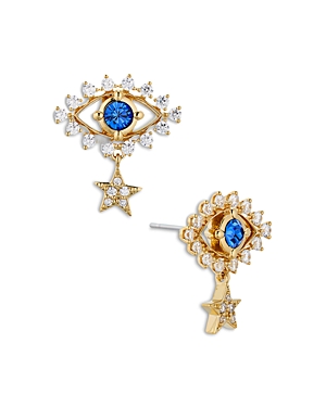 Nadri Evil Eye Star Drop Earrings In 18k Gold Plated Or Rhodium Plated In Blue/gold