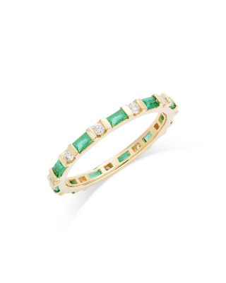 Bloomingdale's Fine Collection Emerald & Diamond Eternity Band in 14K Yellow Gold
