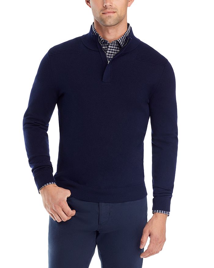 Hugo Boss Lorman Quarter Zip Sweater In Dark Blue