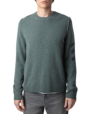 Shop Zadig & Voltaire Kennedy Cashmere Crewneck Sweater In Bleu Treil