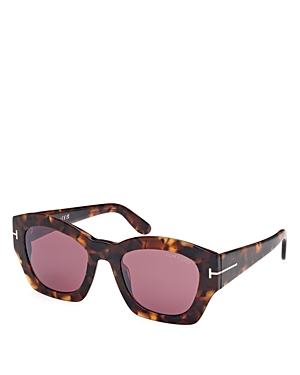 Shop Tom Ford Geometric Sunglasses, 52mm In Havana/pink Solid