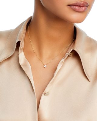 Diamond Flower Pendant Necklace in 14K Yellow Gold, 0.25 tcw