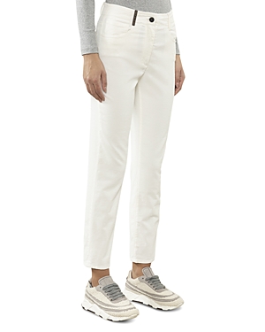 Shop Peserico Corduroy Slim Ankle Pants In Moon White