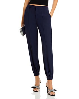 Embossed Wide Leg Track Trousers - Navy Blue, Women's Trousers & Yoga  Pants