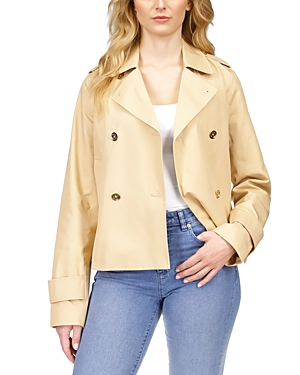 Michael Kors Michael  Cropped Twill Peacoat In Buff