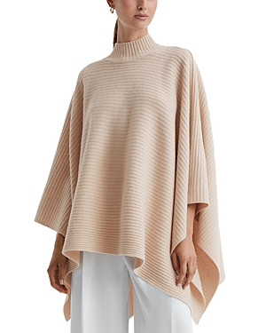 Reiss Nude Megan Relaxed Wool-cashmere Poncho In Nude