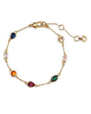 Shop Kate Spade New York Showtime Multicolor Cubic Zirconia Chain Bracelet In Multi/gold