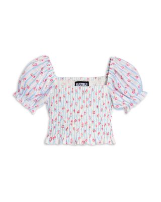 Girls' Marlee Smocked Floral Puff Sleeve Top - Big Kid