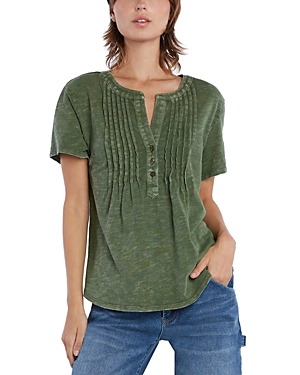 Billy T Pleated Knit Top In Olive