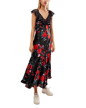 Free People Warm Hearts Midi Dress In Black Combo In Black Combo