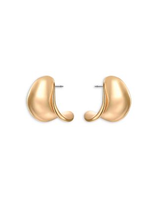 Curved Stud Earrings in 18K Gold Plated or Rhodium Plated 