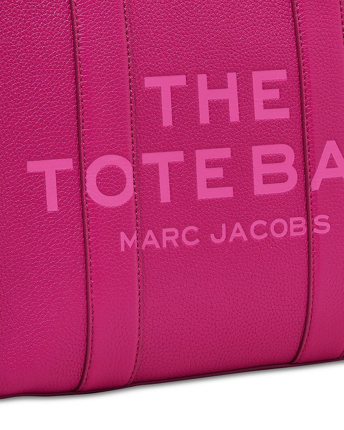 Shop Marc Jacobs The Leather Medium Tote Bag In Lipstick Pink/gold