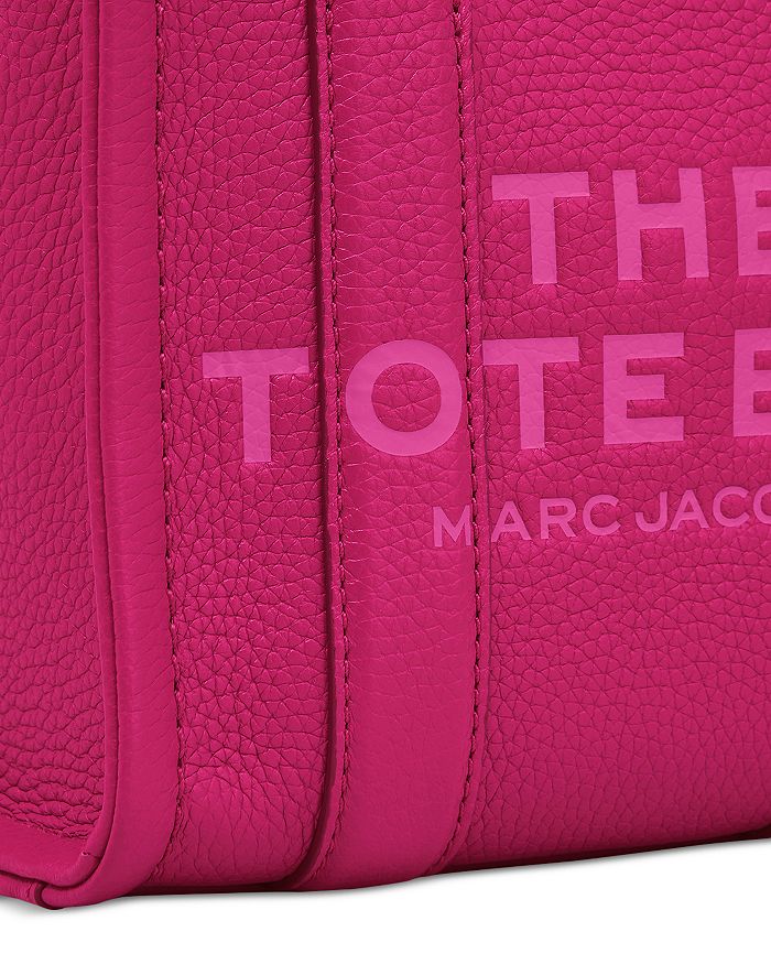 Shop Marc Jacobs The Leather Mini Tote In Lipstick Pink/gold
