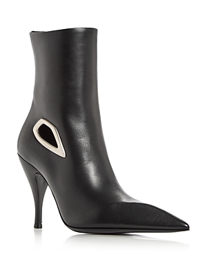 Shop Off-white Women's Crescent Sculpted Toe High Heel Booties In Black