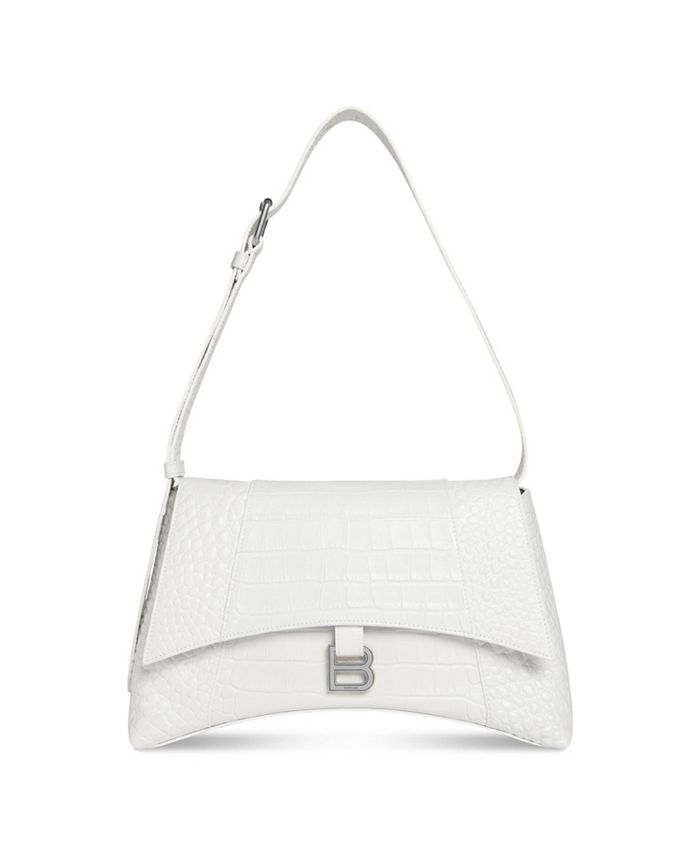 Balenciaga Downtown Mini Shoulder Bag Crocodile Embossed - White