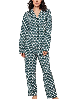 Shop Petite Plume Sonnet Of Swans Pajama Set In Navy