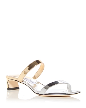 Shop Jimmy Choo Women's Kyda 35 Color Block Slide Sandals In Silver/gold