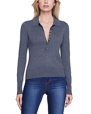 Shop L Agence L'agence Sterling Collared Sweater In Grey Gunmetal