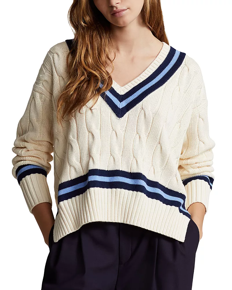 Polo Ralph Lauren Cotton Boxy Cable Knit Sweater