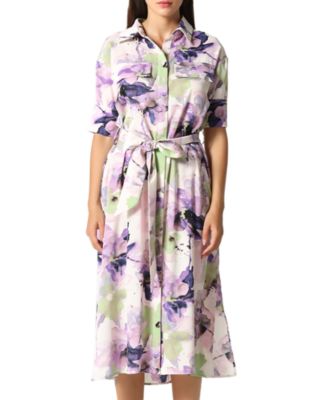 gracia shirt dress Gracia Faux Leather Inset Shirt Dress