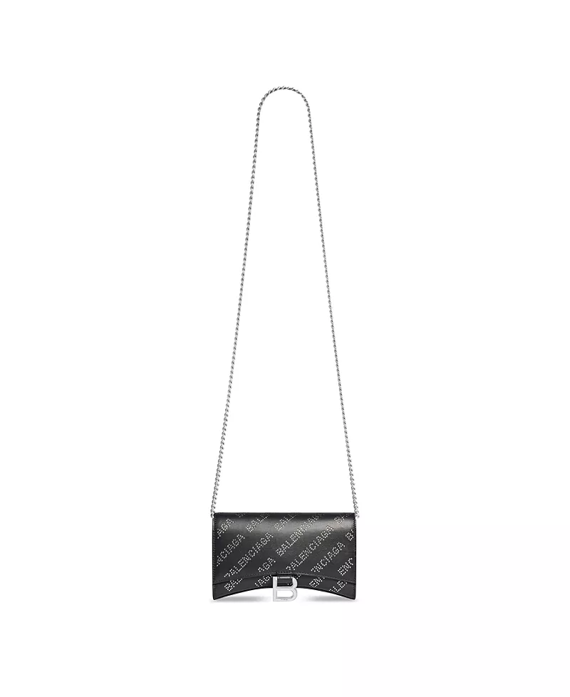 Balenciaga Hourglass Wallet On Chain with Rhinestones