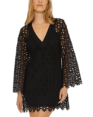 Shop Trina Turk Chateau Bell Cover-up Dress In Black