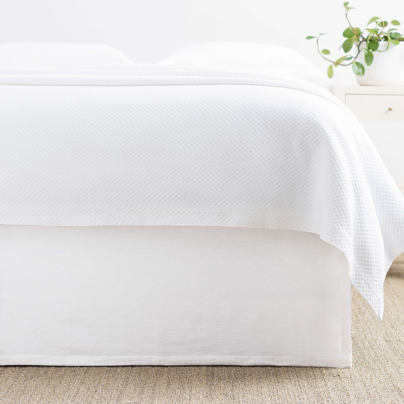 Annie Selke Wilton Bed Skirt, Full/queen In White