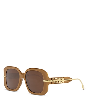 Shop Fendi Graphy Square Sunglasses, 55mm In Brown/brown Solid