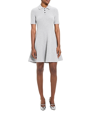 Shop Theory Babydoll Polo Dress In Light Heather Grey