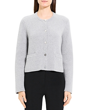 Shop Theory Classic Knit Sweater Jacket In Light Heather Grey
