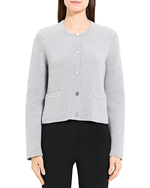 Theory Women's Felted Wool & Cashmere Knit Cardigan In Light Heather Grey