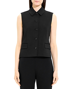Theory Tailored Wool-blend Vest In Black