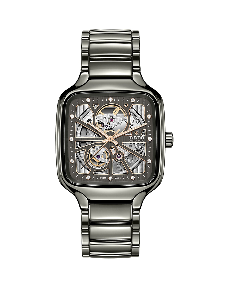 Rado True Square Open Heart Diamond Watch, 38mm In Gray