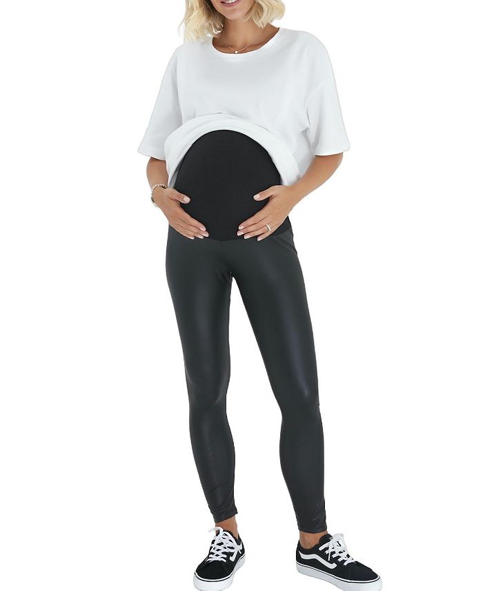 New Look Maternity Overbump Leather Look Leggings In Black, Black Leather  Maternity Leggings