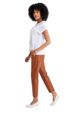 Comfy Cool Foldover Waistband Faux Leather Maternity Jogger Pants